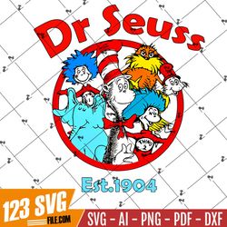 Dr Seuss Est 1904 Png, Green Eggs and Ham, Cat in The Hat Designs, Whoville University Sublimation, Thing 1, Thing 2, Ho