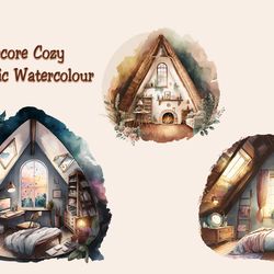 Cottagecore Cozy attic Watercolour PNG Files