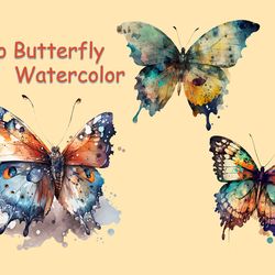 retro butterfly watercolor