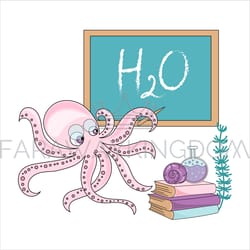 octopus school sea animal education vector illustration set