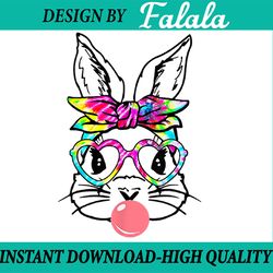 cute bunny with bandana heart glasses bubblegum easter day png, easter bunny png, bunny face png, happy easter png, digi