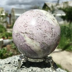 kammererite sphere 72 mm crystal ball rare mineral sphere chlinochlore purple stone ball by uralmountainsfinds