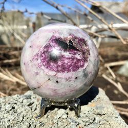 kammererite sphere 60 mm crystal ball rare mineral sphere chlinochlore purple stone ball by uralmountainsfinds