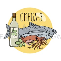 omega 3 healthy food low carb fresh vector illustration set