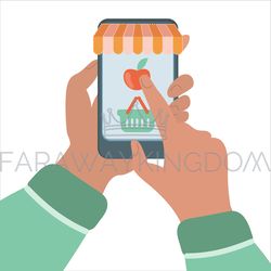 online buying flat style internet vector illustration set