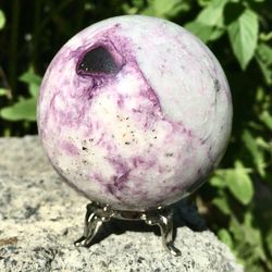 kammererite sphere 65 mm rodochrome ball mineral sphere purple stone ball by uralmountainsfinds