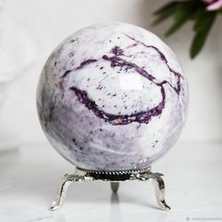 kammererite sphere 79 mm rodochrome ball mineral sphere purple stone ball by uralmountainsfinds