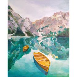 canvas landscape oil painting mountain lake painting by guldar