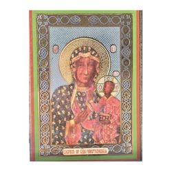 Czestochowa Icon of the Most Holy Theotokos | Silver and Gold foiled miniature icon |  Size: 2,5" x 3,5" |