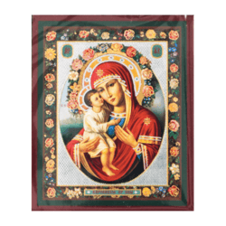 Zhirovick Mother Of God | Silver And Gold Foiled Miniature Icon | undefined Size: 2,5" X 3,5" |