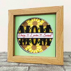 mom split monogram 3d shadow box svg/ mom sunflower 3d cardstock/ split monogram svg/ mother's day gift/ for cricut
