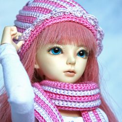 BJD clothes, Set hat and scarf for minifee girl, 1/4 msd doll clothes
