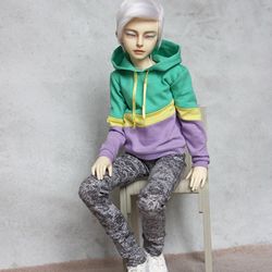 BJD clothes, Hoodie for minifee boy pastel yellow, 1/4 doll clothes