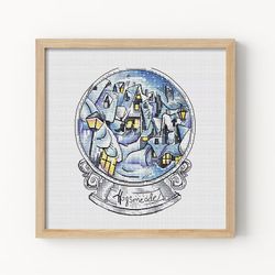 cottage town cross stitch pattern, winter town cross stitch chart, christmas cross stitch, funny cross stitch, pdf file