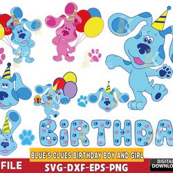 blue's clues birthday boy and girl bundle svg eps png dxf , for cricut, silhouette, digital download, file cut