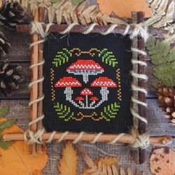 mushrooms and fern cross stitch pattern autumn cross stitch chart counted cross stitch instant download