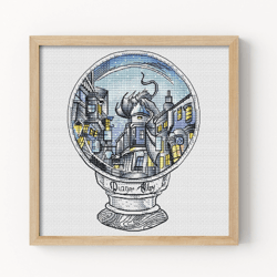 snowly alley cross stitch pattern, christmas town cross stitch chart, magic cross stitch, movie cross stitch, pdf file