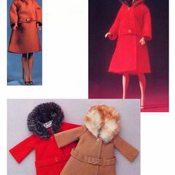 Doll winter coat and hat pattern Barbie doll clothes Barbie wardrobe Doll clothes pattern Digital download PDF