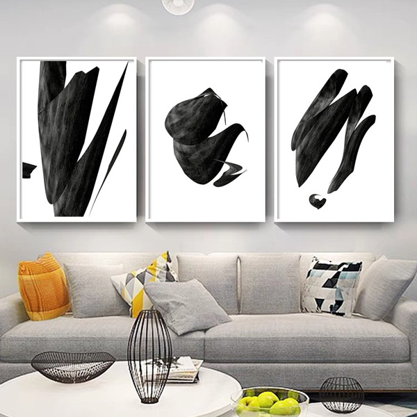 Triptych of 3 black and white posters that you can download