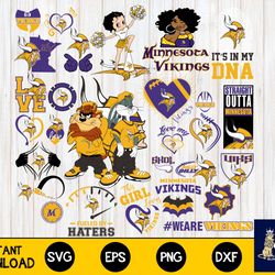 Minnesota Vikings Bundle svg, Minnesota Vikings Nfl bundle SVG, for Cricut, Silhouette, digital download, file cut