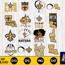 New Orleans Saints Bundle svg,New Orleans Saints Nfl svg eps dxf png, for Cricut, Silhouette, digital download, file cut
