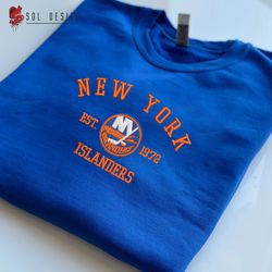 New York Islanders Embroidered Sweatshirt, NHL Embroidered Sweater, Embroidered NHL Shirt, Hockey Embroidered Hoodie
