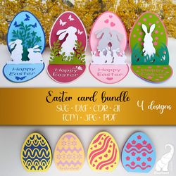 3D pop-up Easter card bundle template – SVG for Cricut, DXF for Silhouette, FCM for Brother, PDF cut files