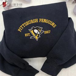 Pittsburgh Penguins Embroidered Sweatshirt, NHL Embroidered Sweater, Embroidered NHL Shirt, Hockey Embroidered Hoodie