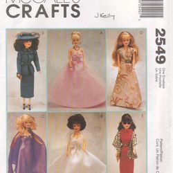 McCall's 2549 barbie doll pattern Barbie dress pattern stole pattern Gown, Cape, wrap top Digital download PDF