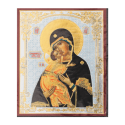 The Virgin of Vladimir  | Silver and Gold foiled miniature icon |  Size: 2,5" x 3,5" |