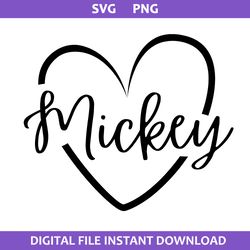Mickey Heart Svg, Mickey Svg, Disney Heart Svg, Png Digital File