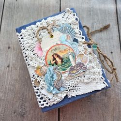 Chunky Mermaid junk journal for sale Ocean mermaid junk book handmade Thick large notebook
