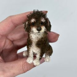 For Janine. Miniature dog. The dog is a crocheted souvenir. Individual order. Miniature dog as a gift