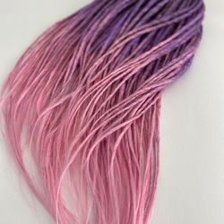Lilac Pink DE dreads extensions, Synthetic double ended dreadlocks