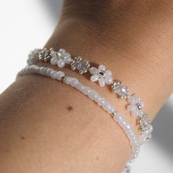 moonlight flower bracelet handmade floral bracelets set daisy jewelry cute seedbead jewels gift for her bracelets