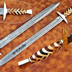 Custom Hand Forged, Damascus Steel Functional Sword 31 inches, Viking Sword, Swords Battle Ready, With Sheath