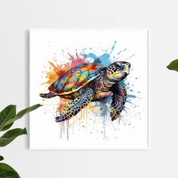 turtle waterpaint poster - download and print
