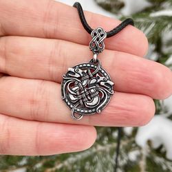 Celtic wolf heads pendant, Viking Nordic Norse Men Woman jewelry, Sterling Silver, Made to order