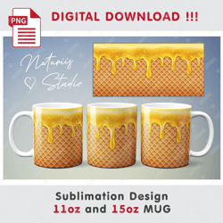 Ice Cream Sublimation Design - 11oz 15oz MUG - Digital Mug Wrap
