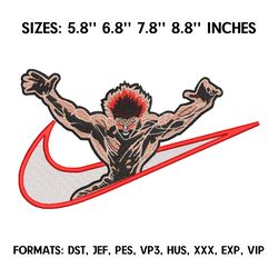 hanma yujiro embroidery design file, baki the grappler anime embroidery design, anime design pes, yujiro design anime