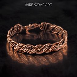 Unique wire wrapped copper bracelet for woman or man Antique style wire weave copper jewelry 7th  22nd Anniversary gift