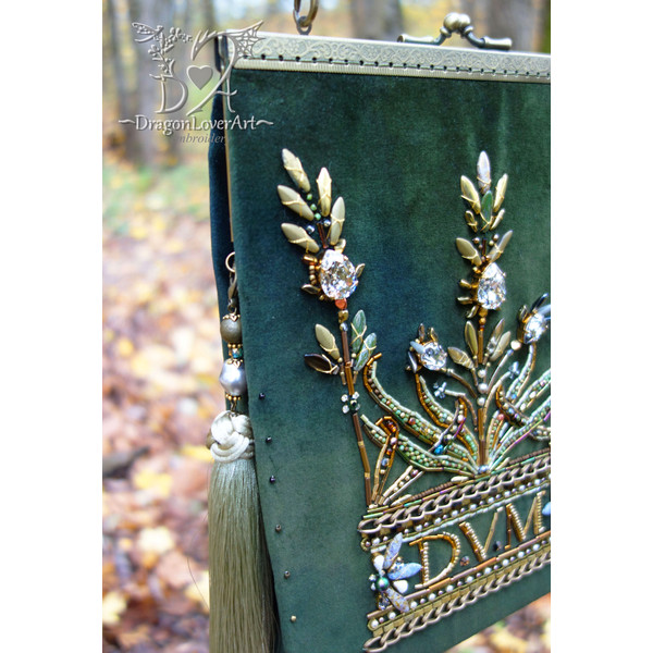 luxury bead embroidery designer crown velvet bag with monogram.jpg