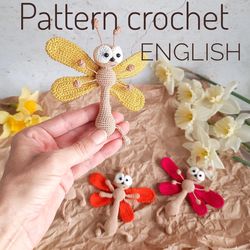 Crochet pattern. Charming dragonfly. Soft toy. Amigurumi.
