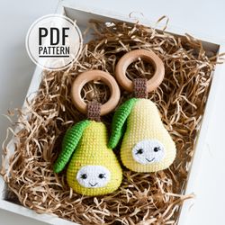 Pear baby rattle easy crochet pattern DIY instruction