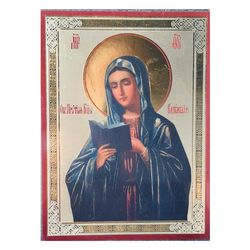 The Mother Of God Of Kaluga | Silver And Gold Foiled Miniature Icon | undefined Size: 2,5" X 3,5" |
