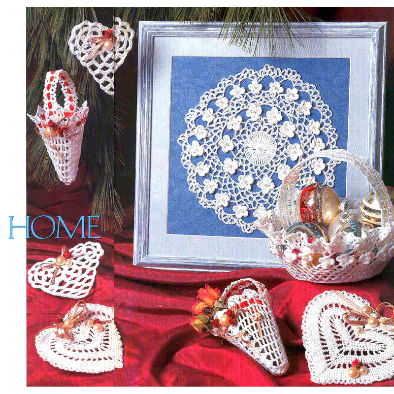 Christmas Ornaments Hearts Crochet Vintage Pattern