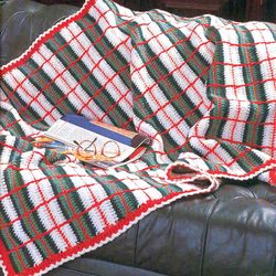 Christmas Plaid Throw Afghan Vintage Crochet Pattern 260 PDF