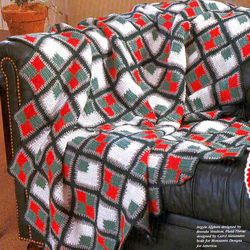 Christmas Argyle Afghan Vintage Crochet Pattern 259 PDF