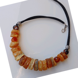 Raw Baltic Amber Necklace Healing Amber Jewelry for Women Choker Beads Necklace adult Black Velvet Cord health, thyroid
