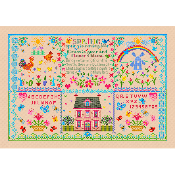 HAPPY SPRING SAMPLER Cross stitch pattern PDF by CrossStitch - Inspire ...